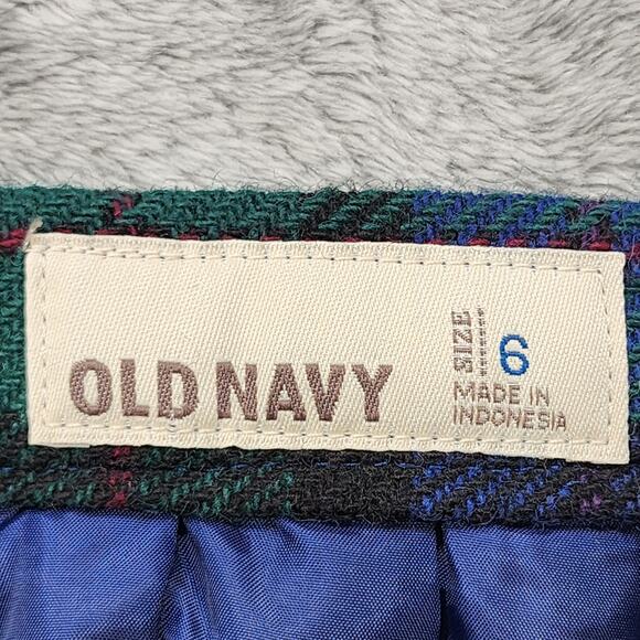 Old Navy Skirt Womens 6 Blue Green Black Plaid Pleated Mini A-Line Zip Preppy - Picture 4 of 7